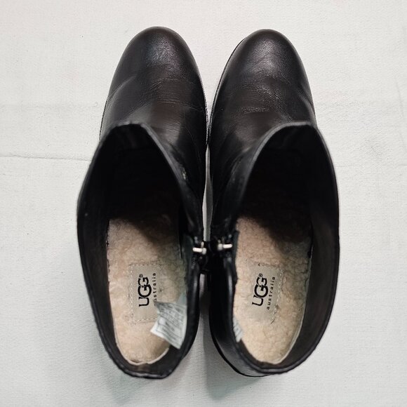 UGG PENELOPE Ankle Boots Black SHERPA Side Zip 1008710 WOMEN'S Size 9.5 - Picture 5 of 12